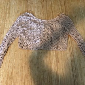 Free People taupe lace crop top